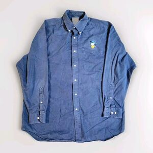 Walt Disney World Donald Duck Luxury Twill Button Down Shirt Mens XL Blue Cotton